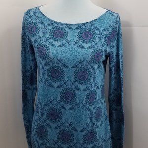 J. Jill Blue and Purple Floral Semi-Sheer Top